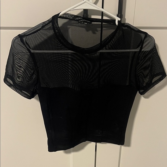 Elegant Black Sheer Short Sleeve Top - Picture 1 of 5